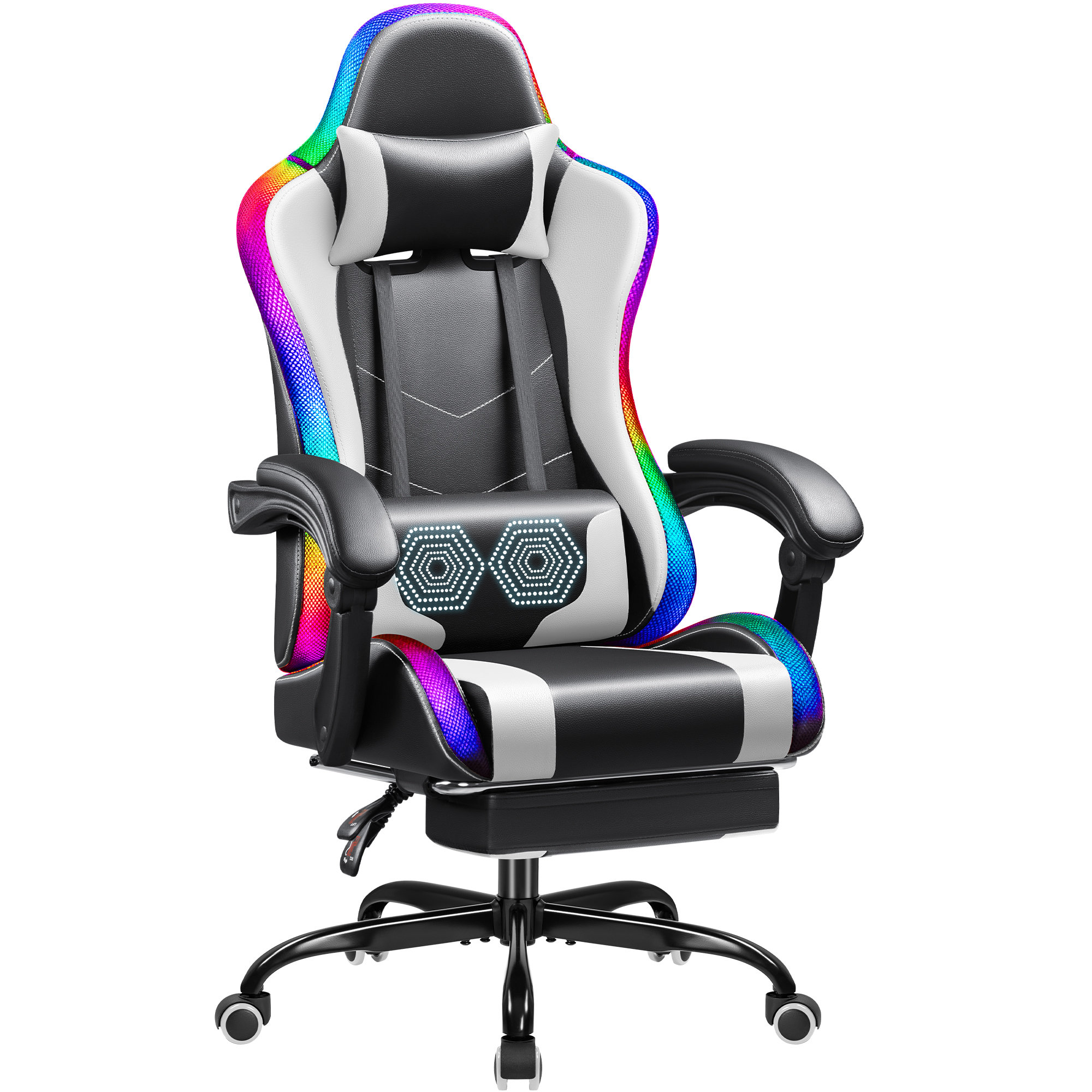 Vinsetto Gaming Chair with RGB LED Light, 3D Arm, Lumbar/Head