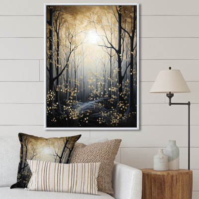 Forêt, arbre monochrome, clair de lune, ombres I - Paysage et nature, art mural, salon