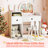 Princess Bunny Makeup Table with Lighted Mirror, Open Shelves and Storage Drawers White-939869842