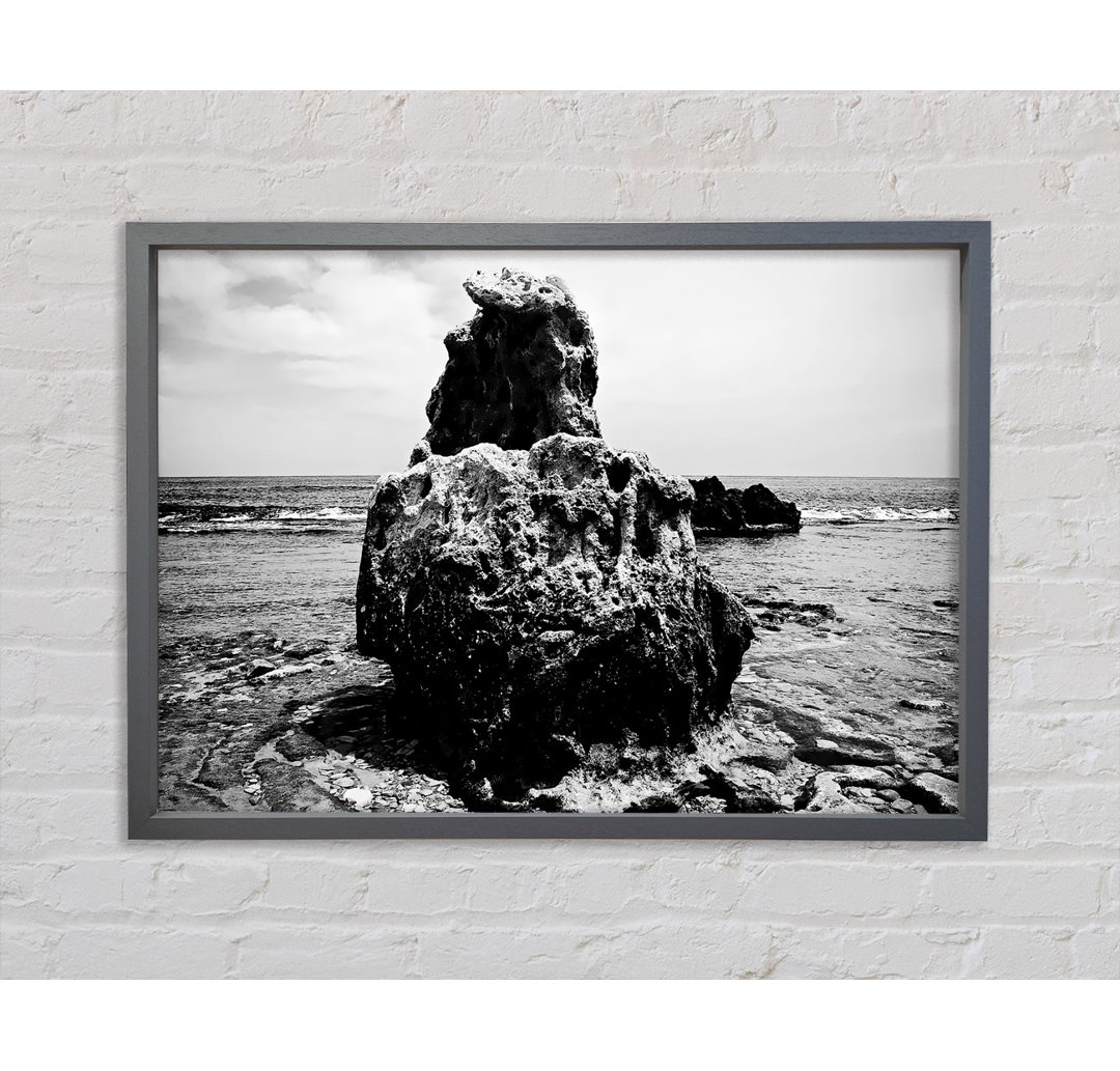 The Rock Of The Ocean B N W - Einzelbildrahmen Kunstdrucke auf Leinwand