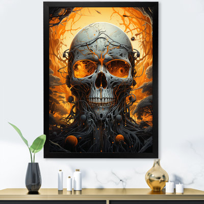 " Smiling Full Moon Skull Funky Halloween I "