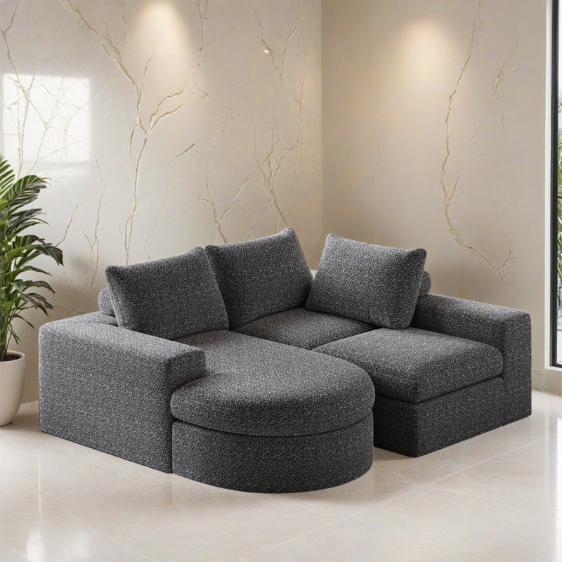 Canapé-lit modulaire 2 pièces pour salon, Gris chenille