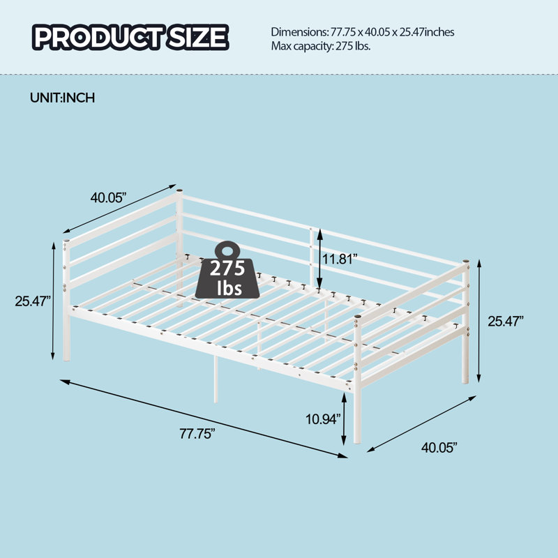 Lits peu encombrants, structure en métal blanc, style compact et moderne pour la chambre à coucher