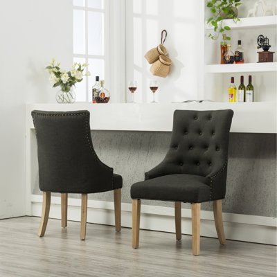 De 2 chaises d'hôtesses en bois massif à boutons gris anthracite