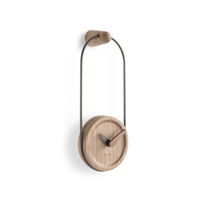 Micro Nomon Analog Wall Clock, Graphite/Oak