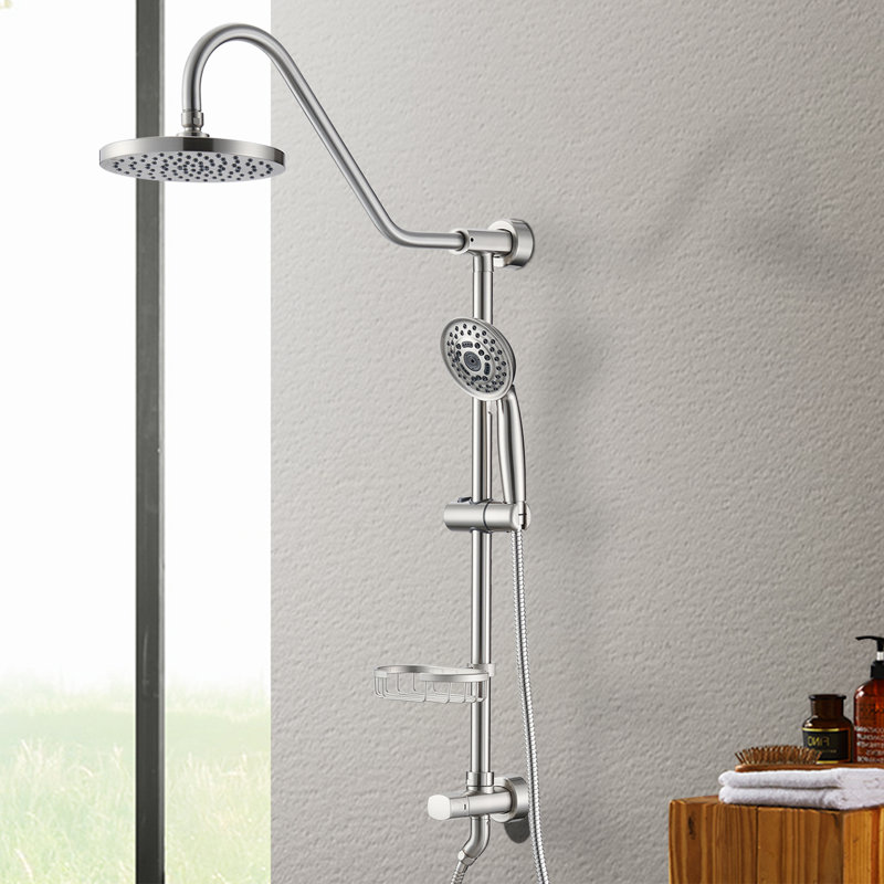 Pomme de douche 8 po avec douchette 8 po, Chrome poli