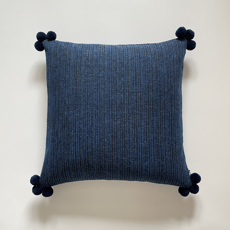 Boho  Solid Throw Pillow, Blue