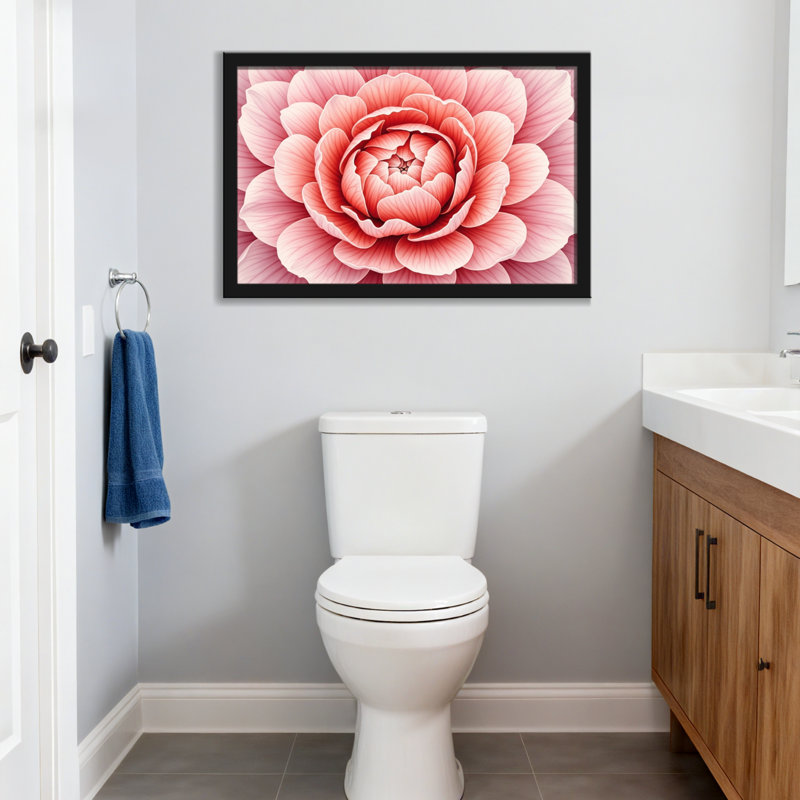 Plantes et fleurs, rose, motif floral, Reproduction encadrée d'une seule photo sans pass, H 12 po x l 18 po, Noir
