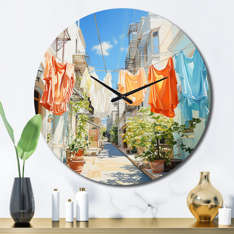 Horloge murale en métal «Laundry Day In Italy», Grand