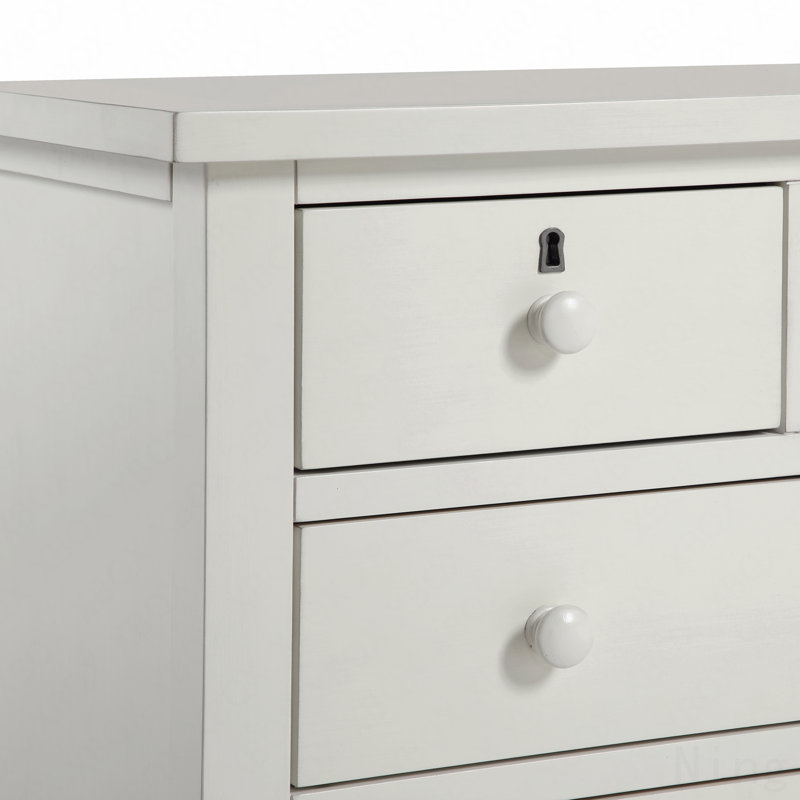 Table de chevet avec rangement à 4 tiroirs, Blanc