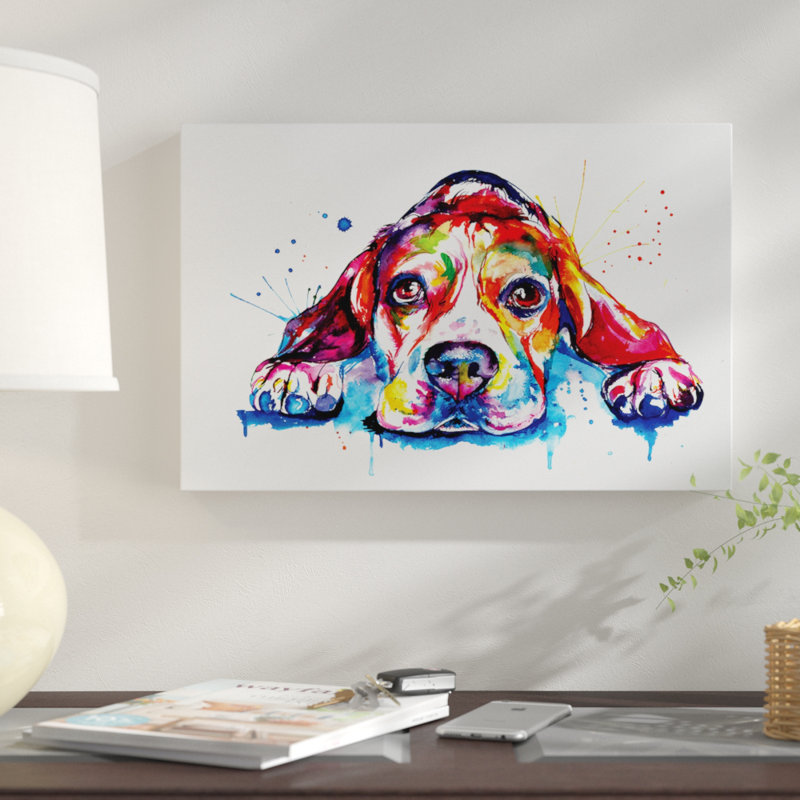 «Beagle», reproduction d'impression sur toile, H 8 po x l 12 po x P 0,75 po, Toile tendue