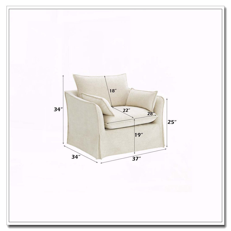 Chaise en lin Shane avec 2 coussins