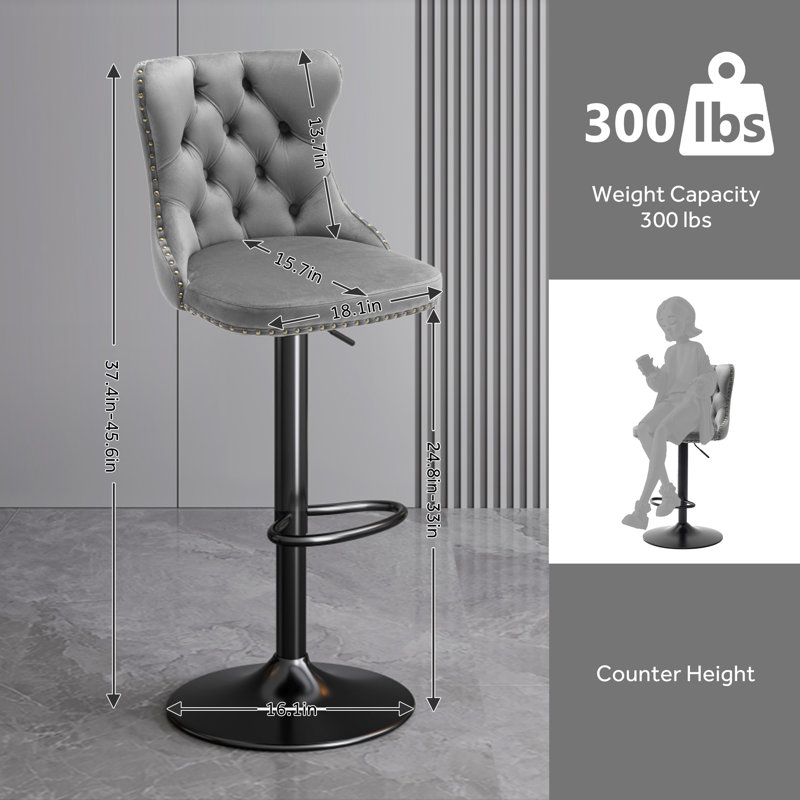 Tabouret pivotant à hauteur réglable Kosten, Gris