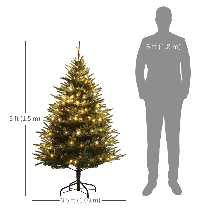 Arbre de Noël artificiel avec lumières DEL, arbre de Noël articulé, 4'11"