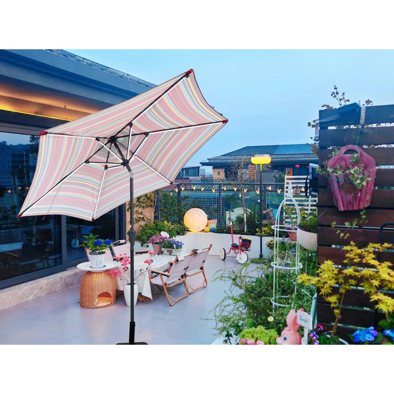 changeable patio umbrella Flex 11' Octagon Market this patio sunshade can build a romantic atmosphere in the evening Dracelo Series 10 ft. Metal