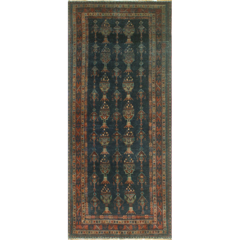 One-of-a-Kind 3'9" x 8'8" 1980s Runner Wool Area Rug in