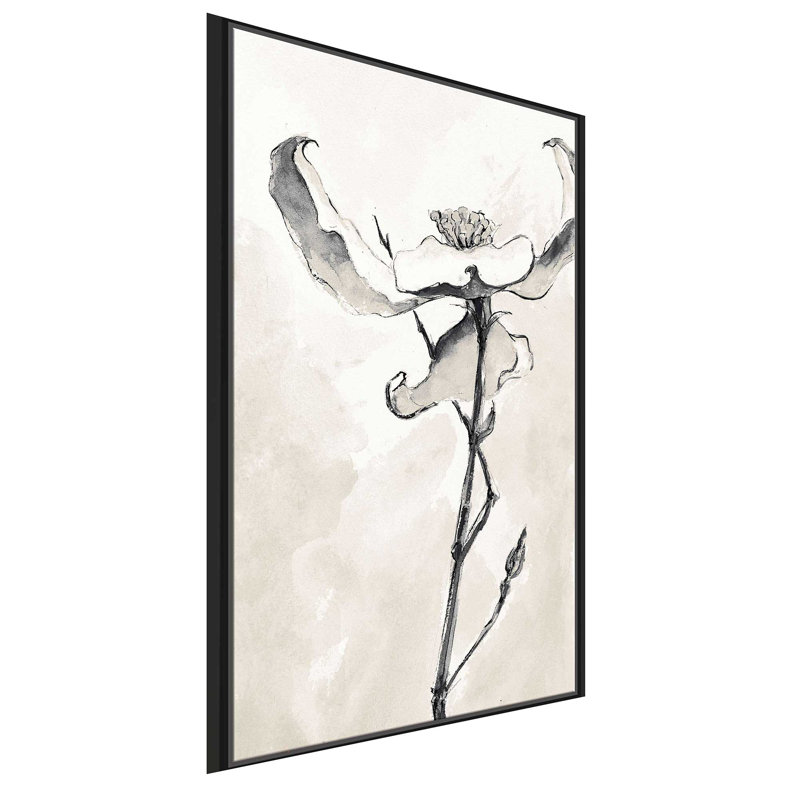Récolte taupe solitaire Dogwood IV - peinture, L 31,5 po x H 51,5 po, Cadre noir