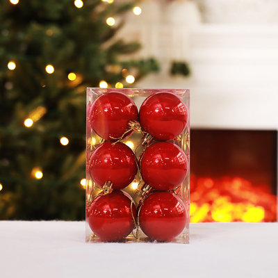 1 Box Of 12pcs Christmas Ball Set Christmas Tree Window Display Shopping Mall De - Shatterproof Red Hanging Decor for Holiday Party Festival Ornaments Beautiful Premium Festive Indoor Winter