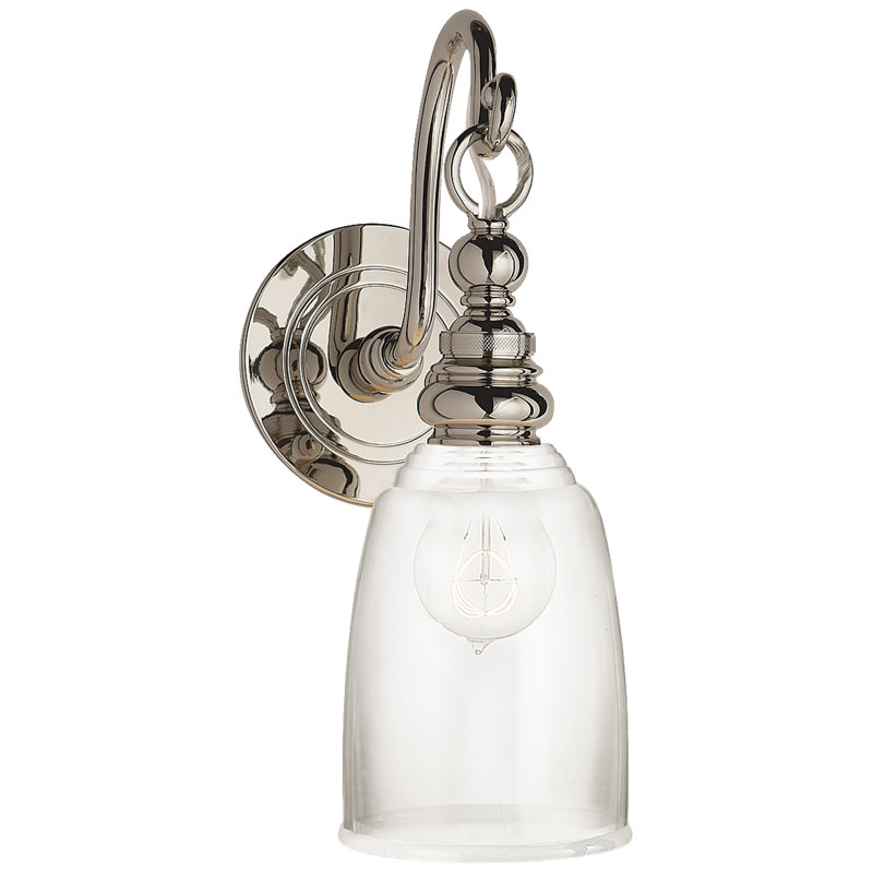 Chapman & Myers Boston Loop Arm Sconce, White, Polished Nickel