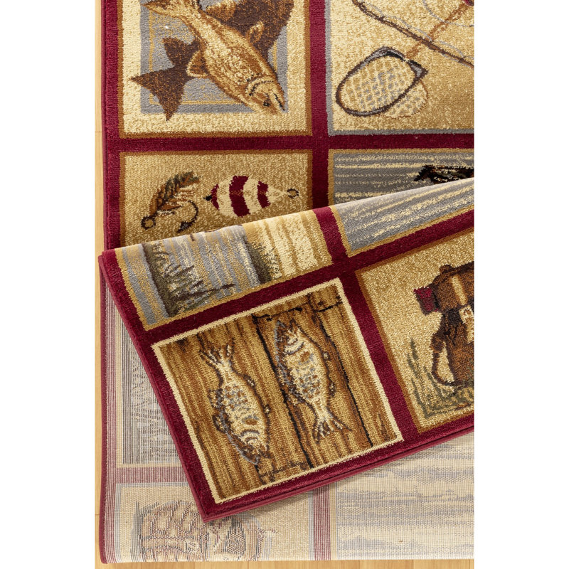 Tapis en polypropylène rouge Lodge 7 po X 3 teintes, pour un charmant salon. Tapis de couloir fabriqué en Turquie. Teinture et pour animaux Décoration turque