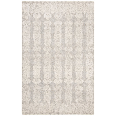 Samaniego Hand Tufted Grey/Ivory Viscose/Wool Rug