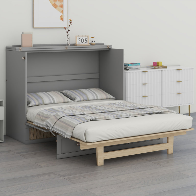 Lit escamotable avec grands tiroirs Murphy, Gris