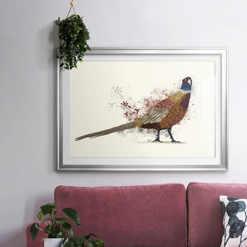 Pheasant Splash 2, reproduction d'art encadrée, Argent, H 19 po x l 27 po x P 1,5 po