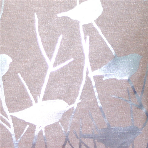Coussin décoratif oiseaux métalliques, Rosé passé