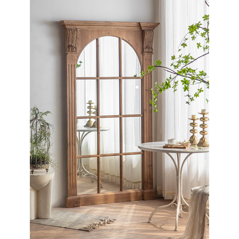 Miroir style français en bois de cèdre vieilli rétro avec cadre complet