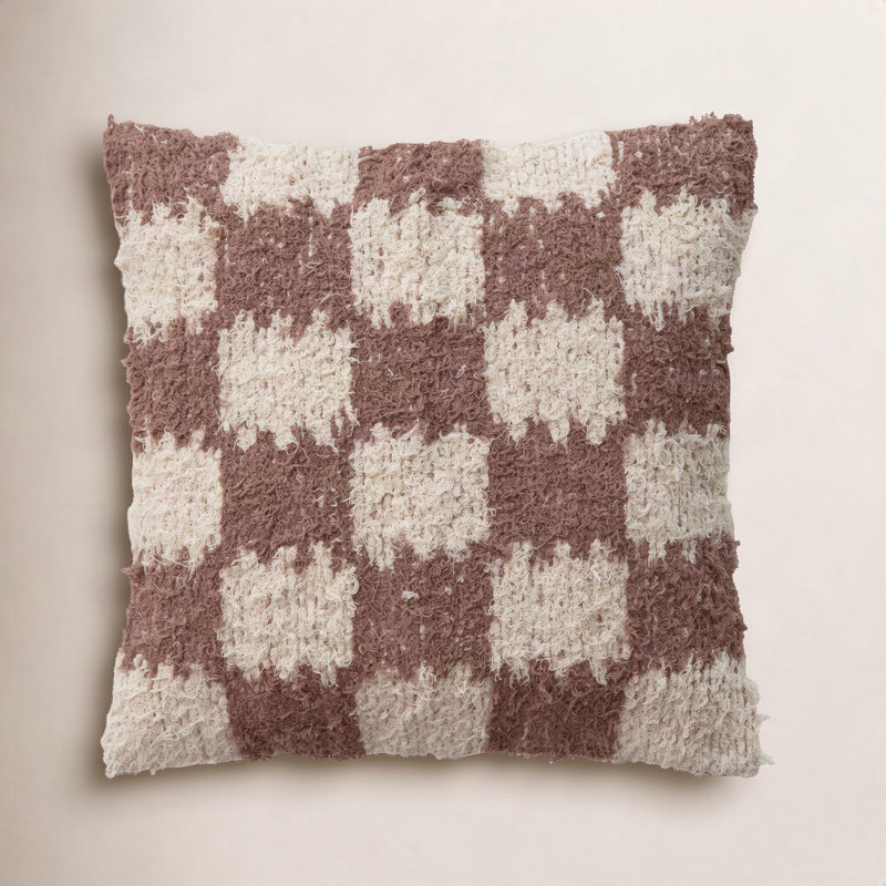 Rustic Check Woven Cotton Pillow