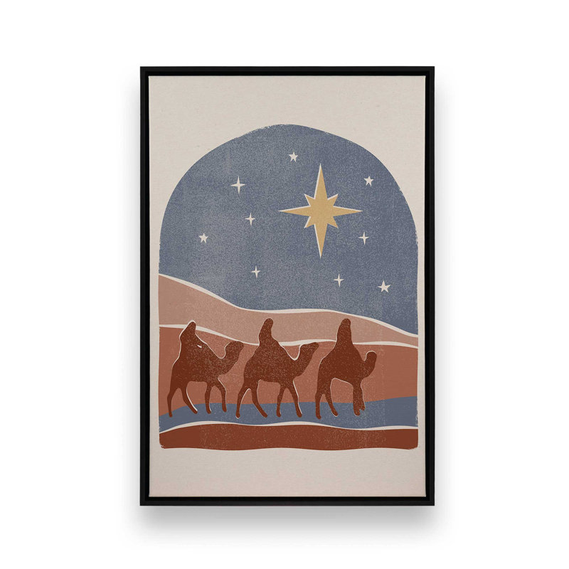 Star of Bethlehem Nativity Scene II Print on Canva, 18.75" H x 12.75" W, Black Floater Framed