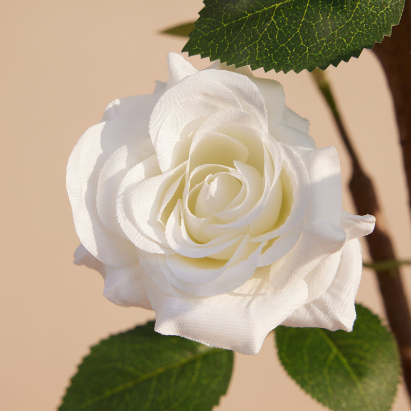 Rosier artificiel en pot Adcock Premium, Blanc, 48 po x 28 po