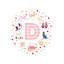 Lettre illustrée D rose - impression-52820040-52820041-52820042
