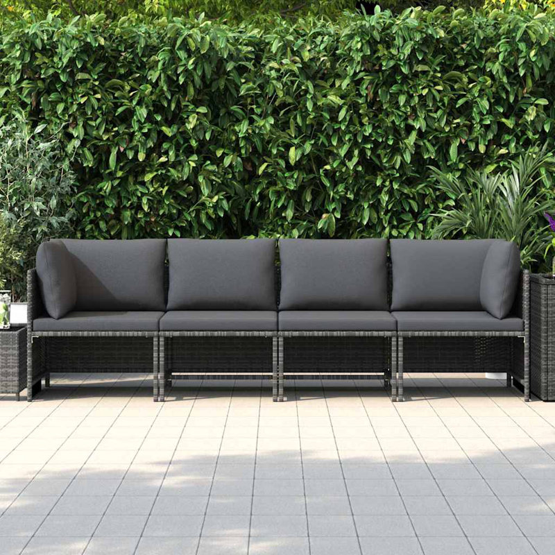 Rathulf Patio Sofa with Cushions, Grey, Grey