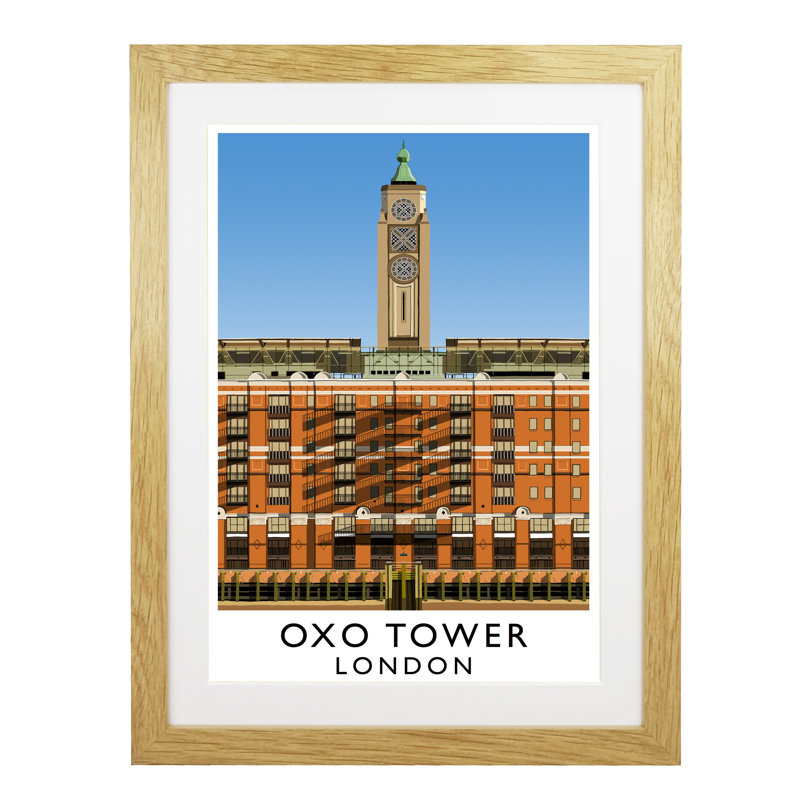 Oxo Tower by Richard O'Neil - Print, 43.5 cm H x 33.5 cm W x 2.2 cm D, Oak Wood Frame