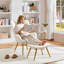 Boucle Accent Chair, Upholstered Armchair with Footstool-1813860038