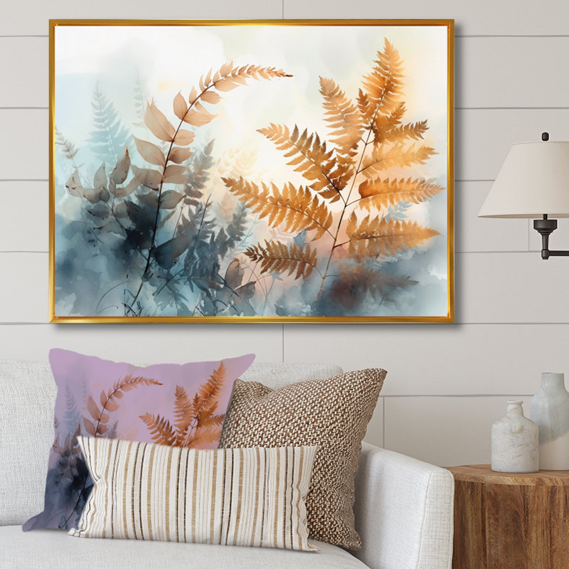 Romaro Brown Fern Reverie III sur toile, H 30 po x l 40 po x P 1,5 po, Cadre flottant doré