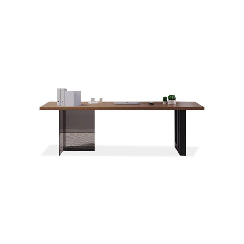 Bureau d'écriture rectangulaire en bois massif noyer, H 29,53 po x l 78,74 po x P 31,5 po