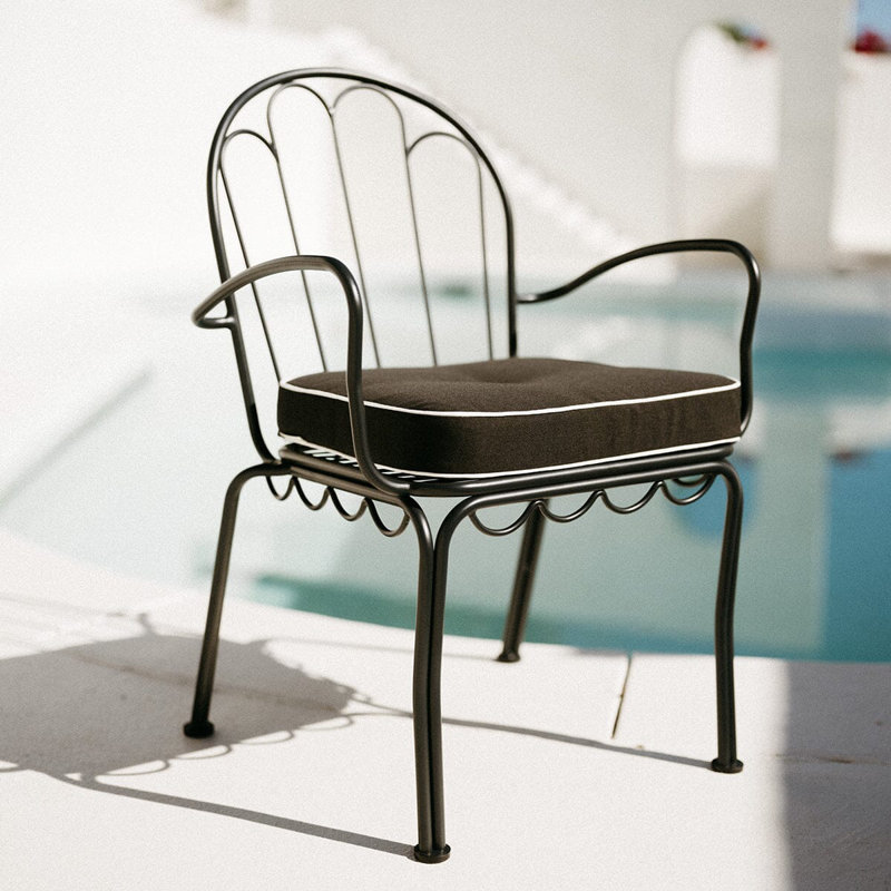 AL Fresco Dining Chair Cushion, Monaco Black Striped