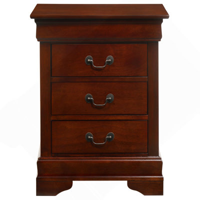 Louis Phillipe 3 Drawer Wood Nightstand