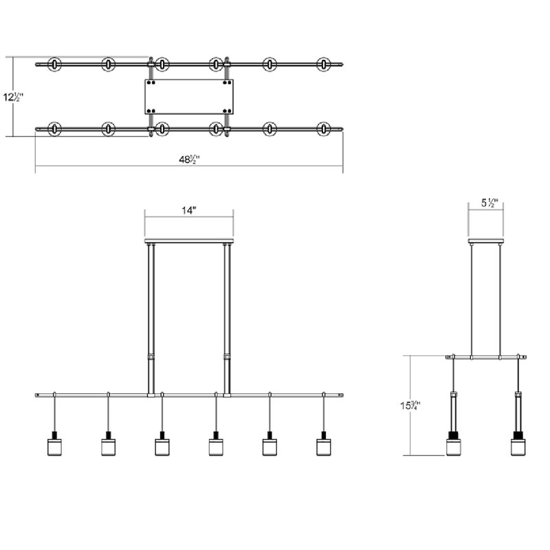 Suspenders 12 - Light Stain Black LED Kitchen Island Pendant