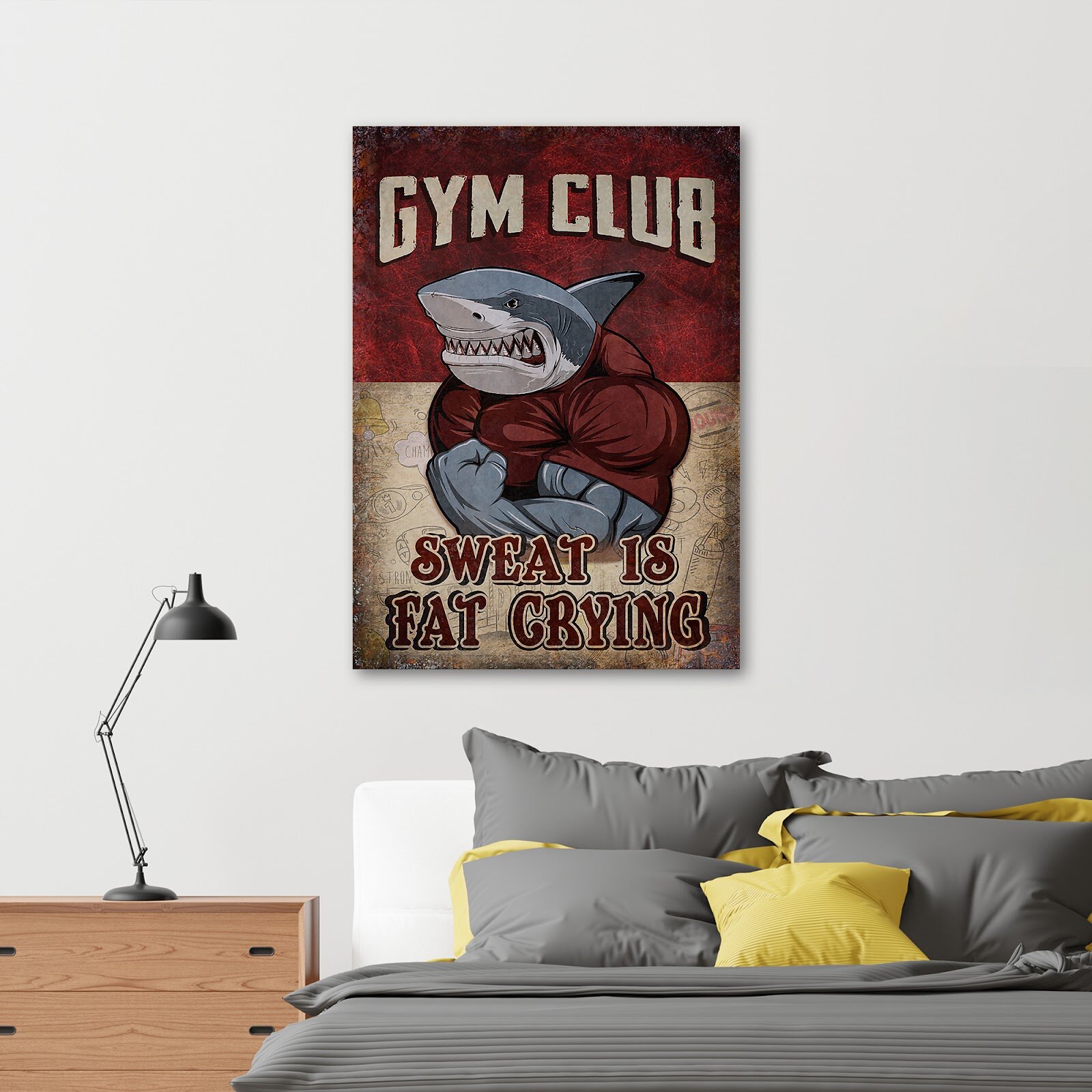 Trinx Shark Gym Club - Sweat Is Fat Crying Gallery Wrapp Value Does Not  Apply - Wrapped Canvas Graphic Art | Wayfair