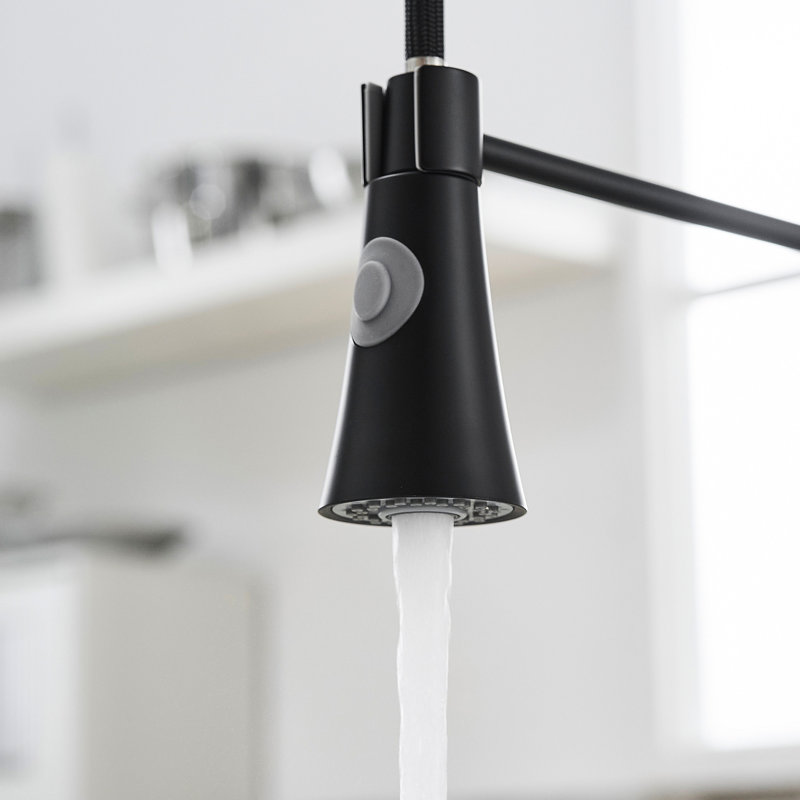Robinet de cuisine noir avec bec rétractable - remplissage en céramique pour des tâches exigeantes et durables, Matte Black