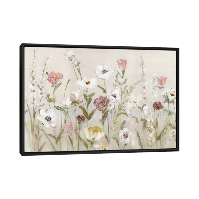 «Bloomin Around» par Sally Swatland, impression, H 18 po x l 26 po x P 1,5 po, Toile avec cadre flottant noir, Non