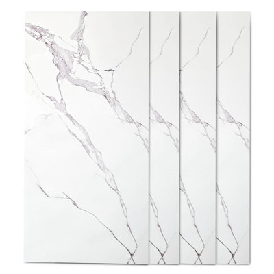 Falkirk Irvine II 23.6" x 47.2" UV Marble Faux Marble Glossy Wall Panelling in White Grey (4-pack)