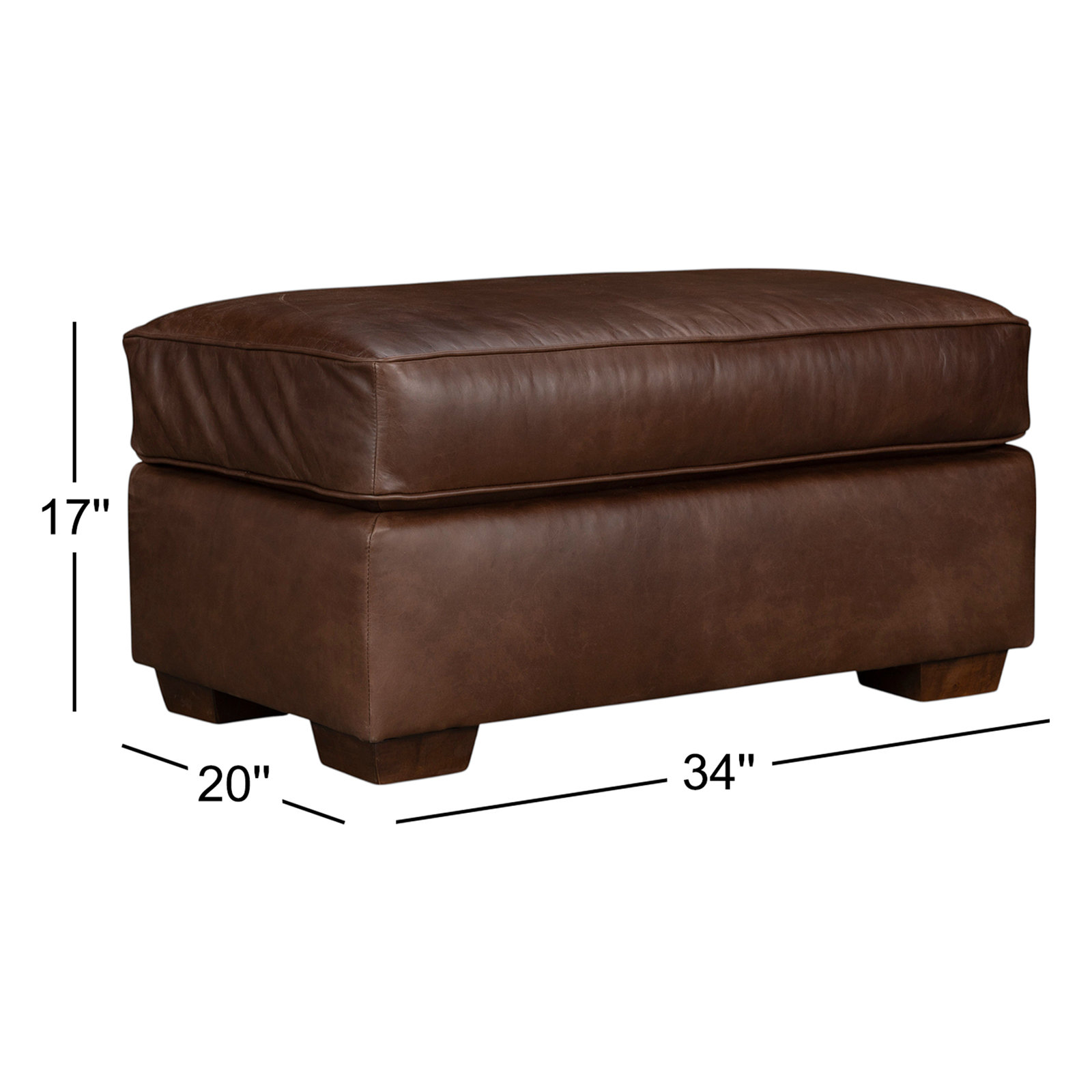 Porter Genuine Leather Ottoman, Rustic Genuine Leather
