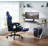Blue Ergonomic Home/Office Chair With High Backrest, Reclining Function, Footrest, And Lumbar Support; Comfortable Leather Computer Chair-2059202595