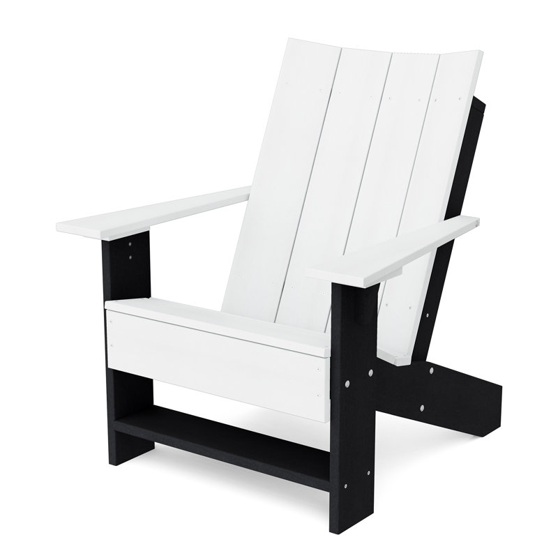 Contemporary Adirondack Chair, White/Black