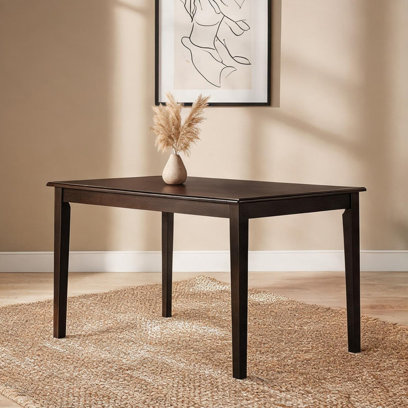 Table de salle à manger rectangulaire en bois massif avec finition brune, 4 places, 48 po x 32 po, mobilier de cuisine transitionnel