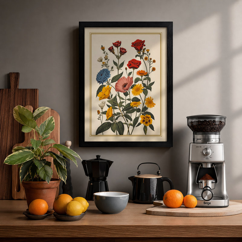 Study Botanical - Framed Print, A3 - 42.0 x 29.7 cm, Black